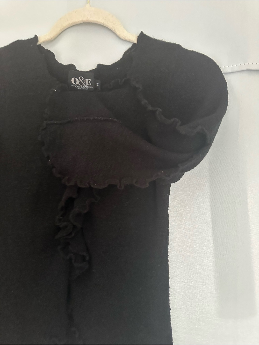 Black Ruffle-Front Knit Top - Picture 3 of 3